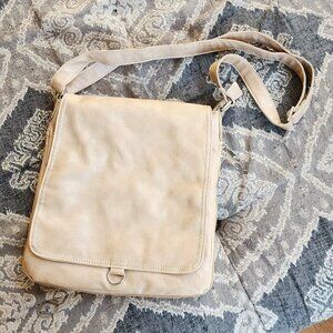 Baldine Beige Leather Crossbody Messenger Bag